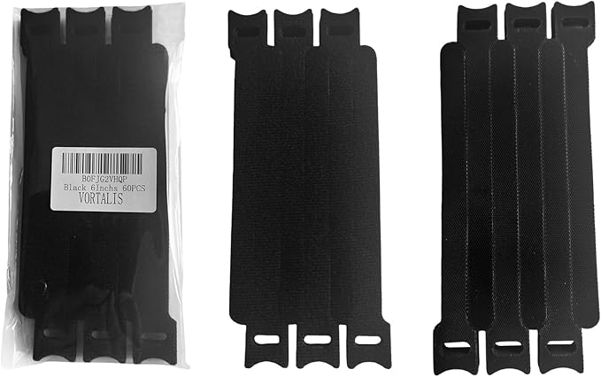 6 Inches Black Reusable Cable Ties,Multi-purpose Adjustable Cord Straps, Cable Organizer,Cord Wrap and Hook Loop Cords Management,Adjustable Cord Ties for Organizing Home, Office, Data Centers,60 PCS
