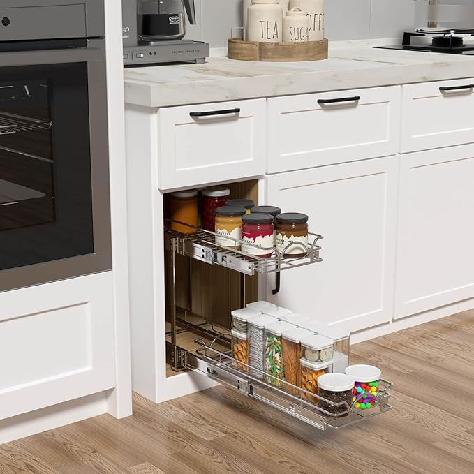 2 Tier Pull Out Cabinet Organizer (12.5" W x 21" D)