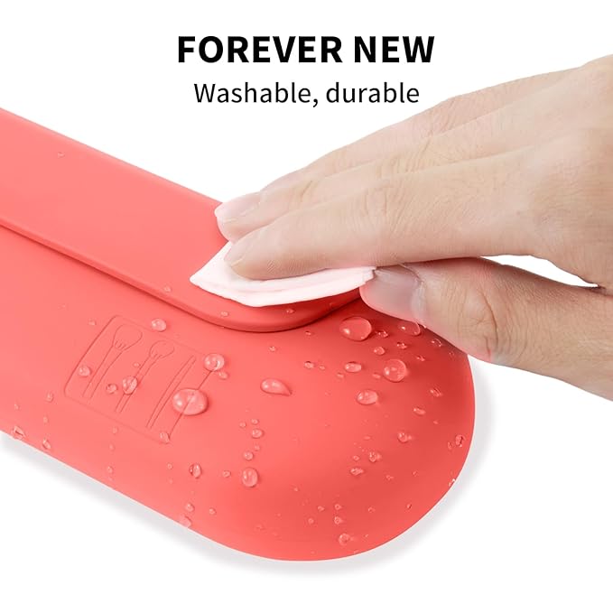 AGIKET Silicone Makeup Brush Holder Travel Cosmetic Bag：Soft Portable Cosmetic Face Brushes Holder with Upgrade Anti-Fall Out Magnetic Closure, Large Travel Makeup Brush Case - Guava