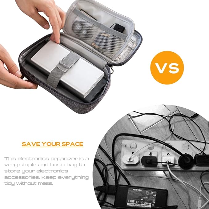 Electronic Organizer Bag Cable Organizer Travel Cord Organizer Case Pouch Portable Carrying Case for Charger Hard Drive Earphone USB SD Card (Purple)