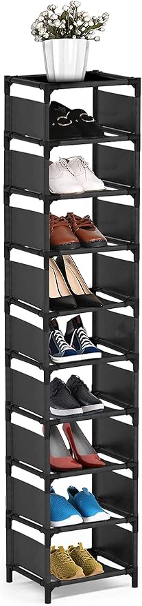 Vertical Shoe Rack, 10 Tier Narrow Shoe Rack for Closet & Entryway