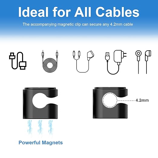 Wanheart Magnetic Cord Holders, Cable Organizer for Desk
