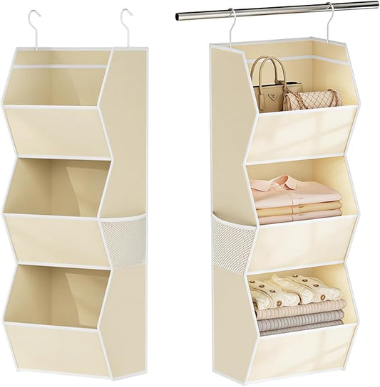Hanging Closet Organizer 3 Shelf Collapsible Fabric Closet Organizers
