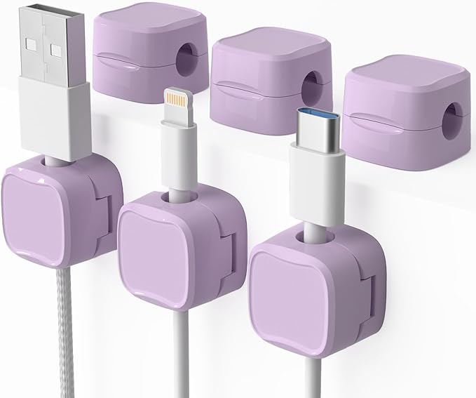 6 Pack Magnetic Cord Organizer & Cable Clips, Violet