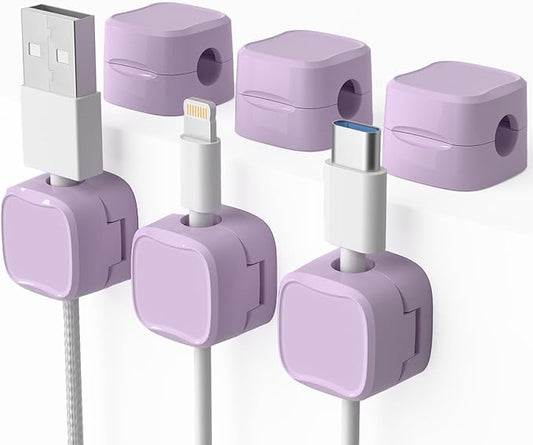 6 Pack Magnetic Cord Organizer & Cable Clips, Violet