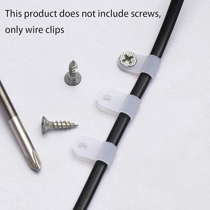 200 Pcs White Nylon R-Type Cable Clamp 1/4 Inch Cable Organizer Assortment Kit for Wire Management