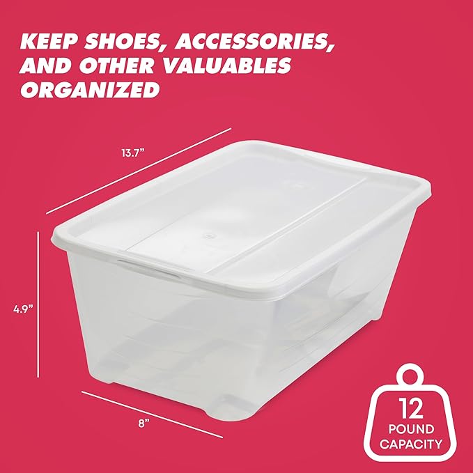 Life Story 10-Pack Plastic Storage Box, Stackable Shoe Organizer Tote Containers