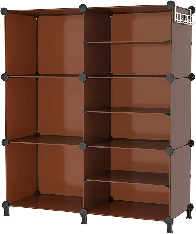 AWTATOS Closet Organizer 6 Cube Storage Shelves Portable Closet Clothes Organizers and Storage Stackable Cubby Shelving for Closet Bedroom Living Room Office Cocoa Brown