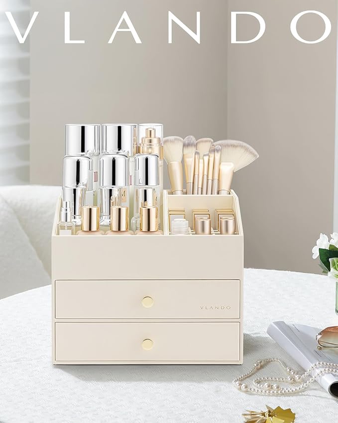 Makeup Organizer for Vanity, Beige