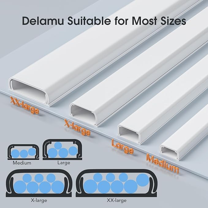 Cord Covers for 4-7 Wires on Wall, 62.8in Cord Hider Cable Hider