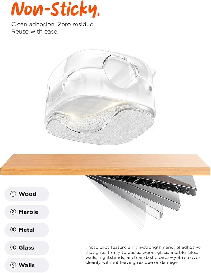 Cable Clips,12Pack Cord Holder Cord Organizer [1s Lock & Strongest Adhesive] Spring Cord Clips Phone Charger Wire Desk Cable Management Nightstand Home Office School Decor Women Desk,Transparent Clear