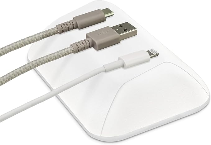 Smartish® Magnetic Cord Holder - Bigger Cable Wrangler Organizer with Magnet Clips for Charger Management on Desktop, Nightstand - Holds 6+ Cables - Snow Day White