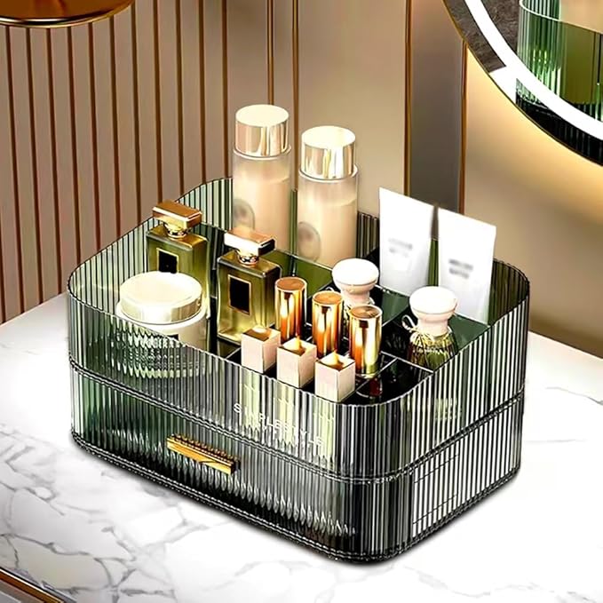 Makeup Organizer with Stackable Drawers, Green