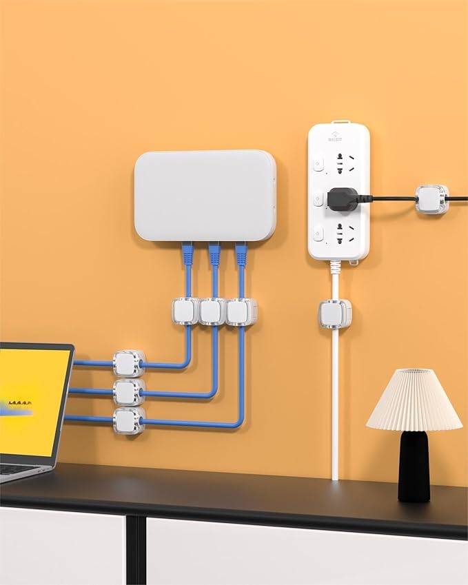 6 Pack Magnetic Cord Organizer & Cable Clips, White