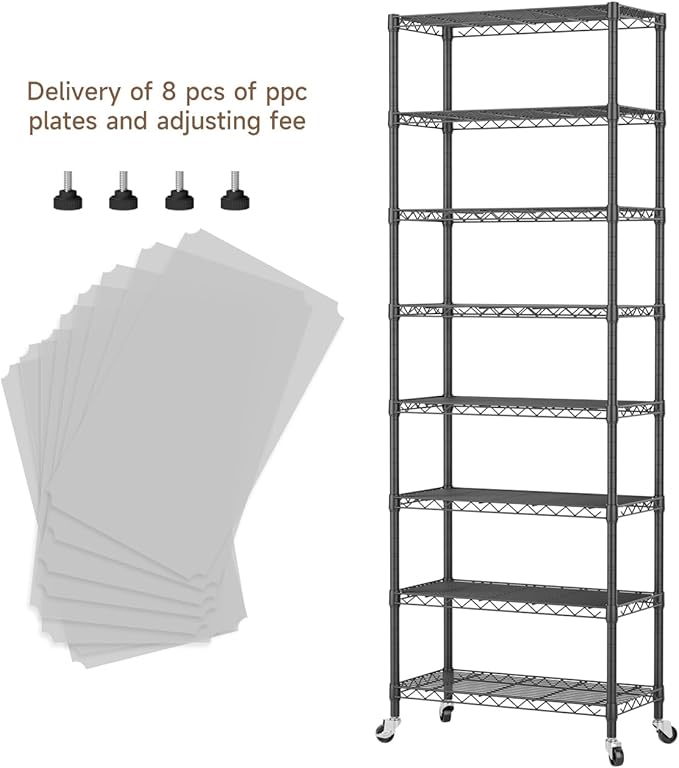Golpart 8 Tier Adjustable Storage Shelves Heavy Duty Metal Shelf Wire Shelving Unit Organizer Rack for Home Kitchen Office Pantry Room Bathroom Shelving Organizers and Storage Laundry