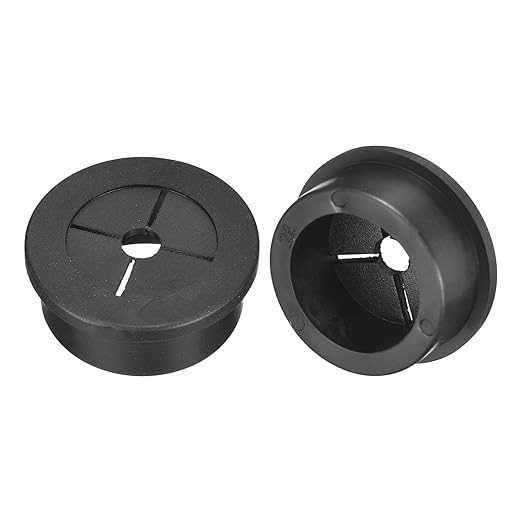 uxcell 2 Pcs Cable Cord Grommet, 1-1/8 Inch (28mm) Desk Grommet Flexible Rubber Grommets Wire Hole Cover Pass Through for Office Computer Desk Wire Organizer, Black