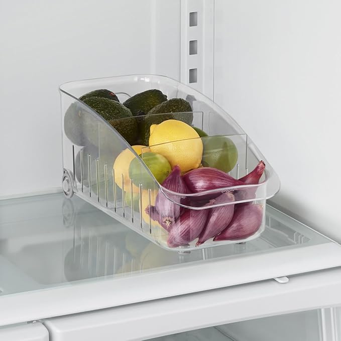YouCopia RollOut Fridge Drawer 6", BPA-Free Clear Rolling Refrigerator Organizer Bin with Adjustable Dividers and Handles for Produce, Food, Meal and Snack Storage