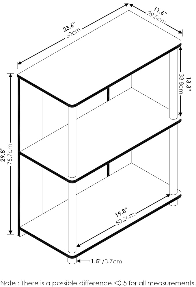 Furinno Jaya Simple Design 3-Tier Bookcase / Bookshelf / Display Rack, White Oak