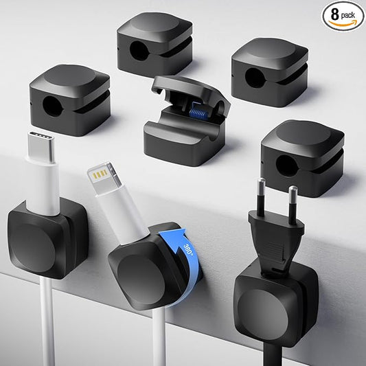 Rotatable Cord Organizer, Enhanced Spring Cable Clips, 8*Black