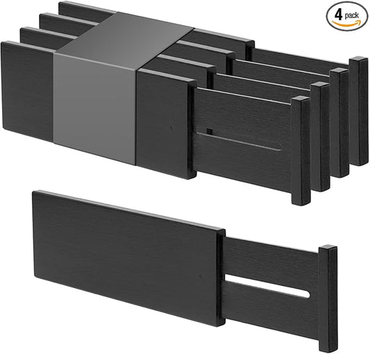 Bamboo Dresser Drawer Dividers, Black