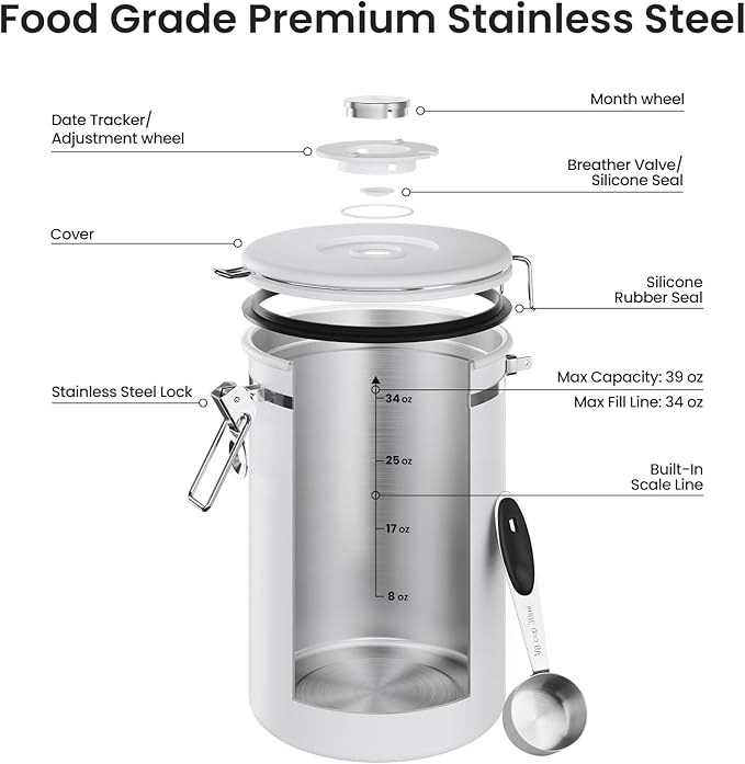 Coffee Canister, 39OZ Large, White