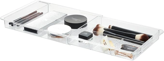 Expandable Makeup Drawer Organizer, Shallow Tray for Bathroom or Vanity Storage