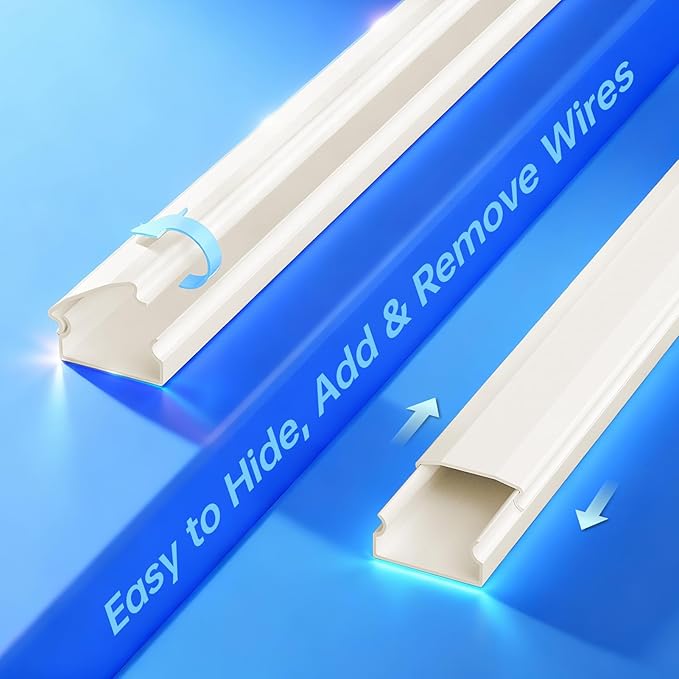 Delamu Beige Cord Hider, 85in Cord Covers for 3-4 Wires on Wall, Beige Cable Hider Cable Management, Easy Set up Wire Hiders Wire Covers for Cords on Wall, TV Cables Cover Concealer, 6X W1.18 H0.67in