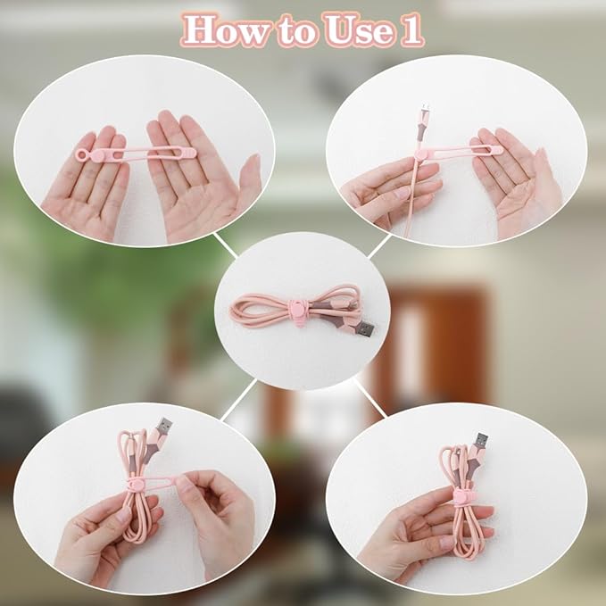 12pcs Pink Silicone Cable Ties