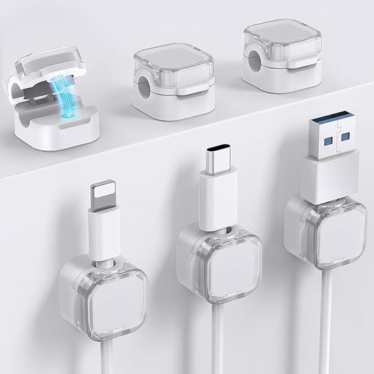 Magnetic Cable Organizer [1s Lock] 6 Pack Cord Holders Clips Strong Adhesive