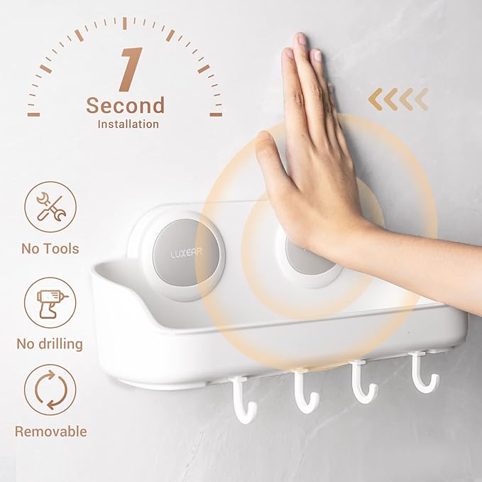 Shower Caddy Suction Cup NO-Drilling Removable Bathroom Shower Shelf Powerful
