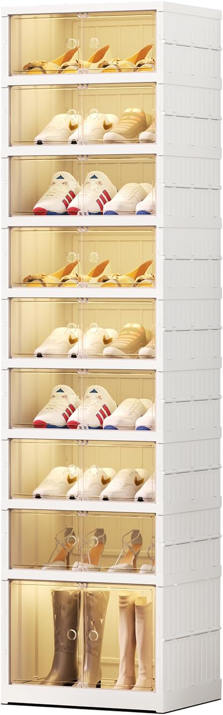 9 Tier Foldable Shoe Rack Organizer for Closet 18-36Pairs Plastic Collapsible