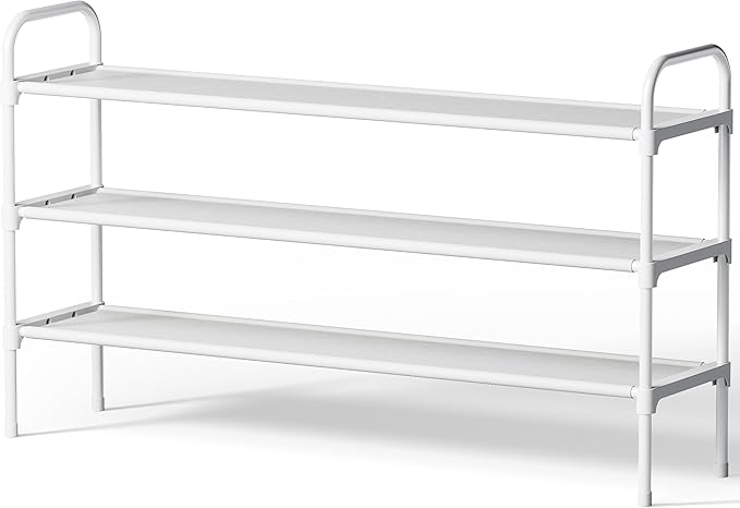 Extra-Long Shoe Rack for Closet, Shoe Organizer for Front Door Entrance, White