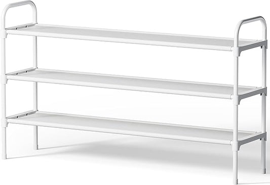 Kitsure Extra-Long Shoe Rack for Closet, Shoe Organizer for Front Door Entrance, Stackable Shoe Shelf, Detachable Closet Organizers and Storage, 39.0" Wide - 3 Tier, White