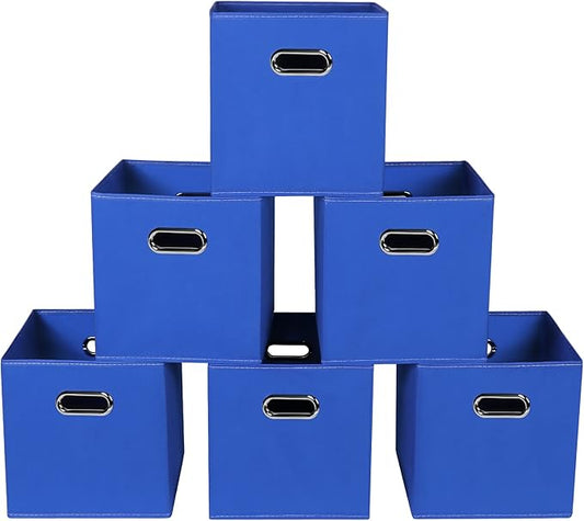 Fabric storage bins Cubes, Fabric Cube Organizer with Handle, Dark Blue