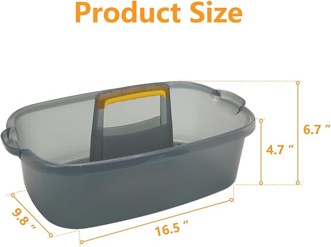 Goderewild Cleaning Caddy Organizer with Handle, Storage Basket/Totes Portable for Bathroom Supplies, Cleaning Products, and Sink Tool.(Translucent Gray×2, 2 Pack)