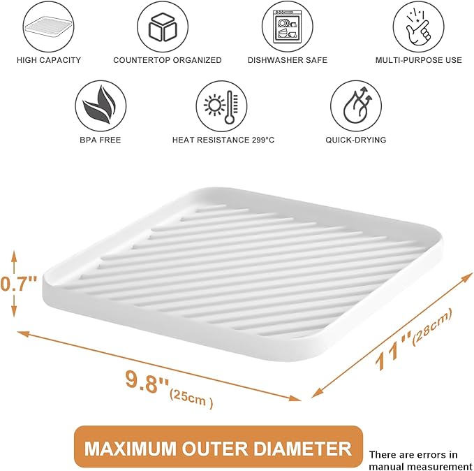 Silicone Organizer Tray for Kitchen Sink and Bathroom, Dishwasher Tray, White
