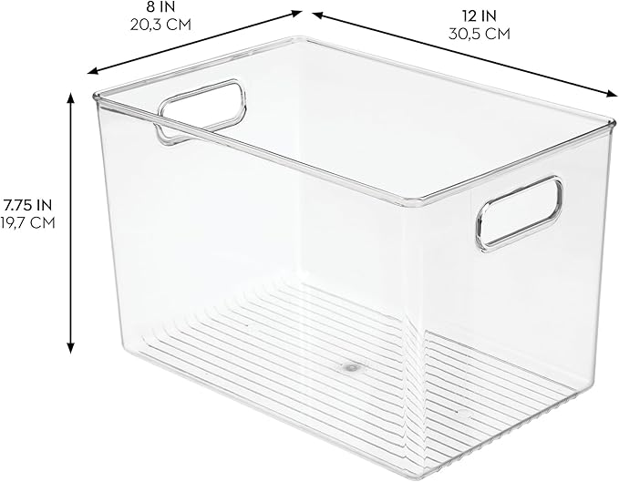 Linus BPA-Free Plastic Deep Kitchen Storage Bin with Handles, 12" x 8" x 7.75"