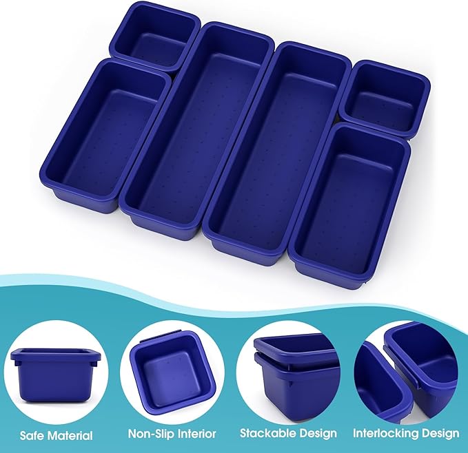 6 PCS Drawer Organizer Set, Navy