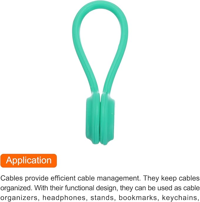 MECCANIXITY Magnetic Cable Clips 4.3 Inch x 0.6 Inch Light Blue Magnetic Cord Organizer Cable Ties Reusable Twist Ties for Home, Kitchen, Office, 10 Pcs