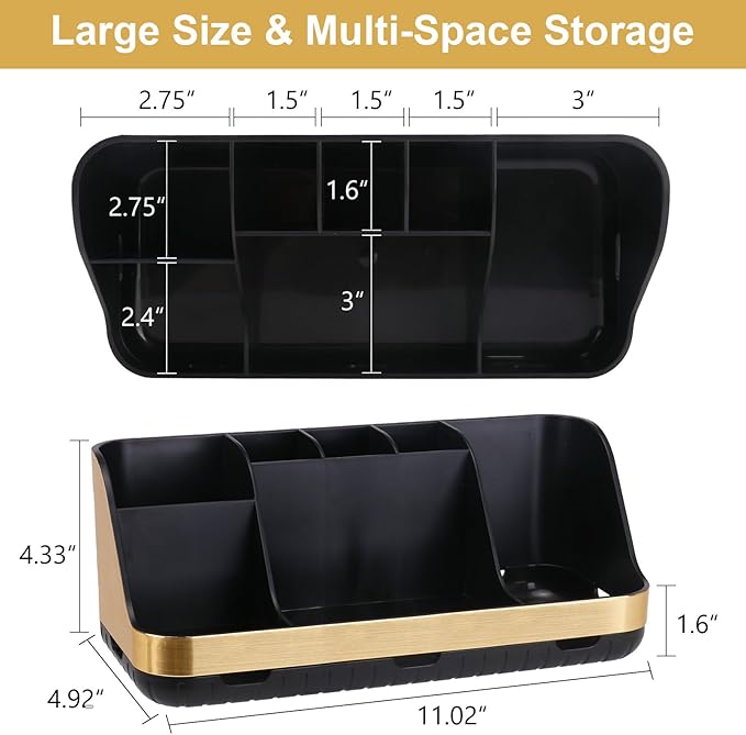 GFWARE Gold Toothbrush Holders for Bathrooms Countertop Organizer - Detachable 7 Slots Electric Toothbrush and Toothpaste Holder, Kids Organization and Storage, Restroom Accessories Vanity Stuff