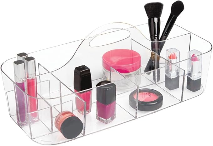iDesign Clarity Cosmetic Organizer Tote for Vanity Cabinet to Hold Makeup, Beauty Products - Clear 14.5" x 7" x 5.75" (Pack of 4)