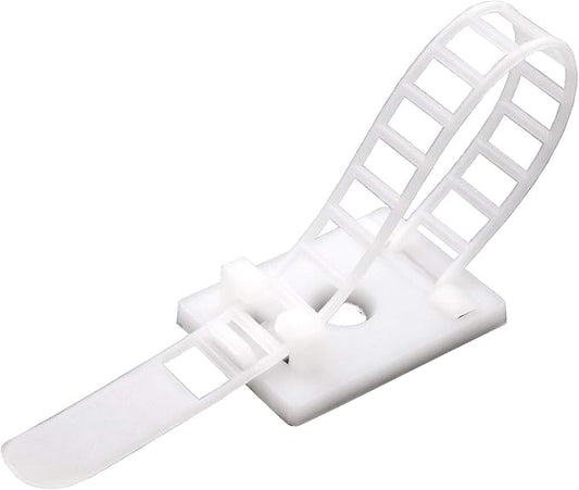 Mini Cable Clips 3M Adhesive, Multipurpose Cord and Wire Organizer for Cable Management Adjustable Large - 60 Pack Bundled with 10 Bonus Reusable Cable Ties (White)