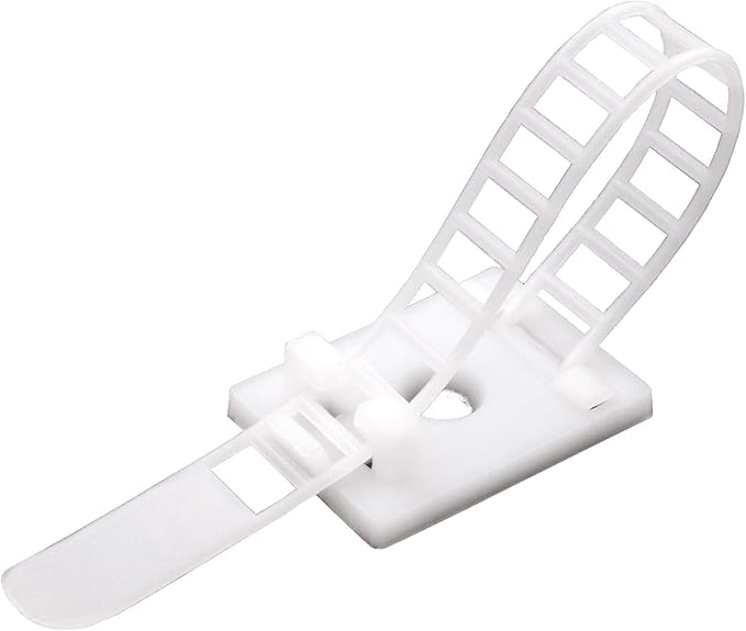 Mini Cable Clips 3M Adhesive, Multipurpose Cord and Wire Organizer for Cable Management Adjustable Medium - 60 Pack Bundled with 10 Bonus Reusable Cable Ties (White)