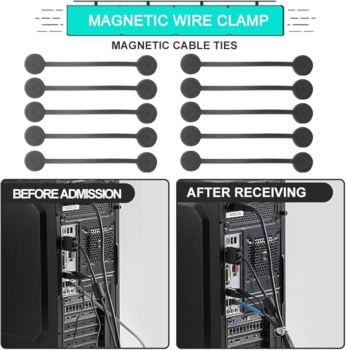 Magnetic Cable Holder, 10Pcs-Gray