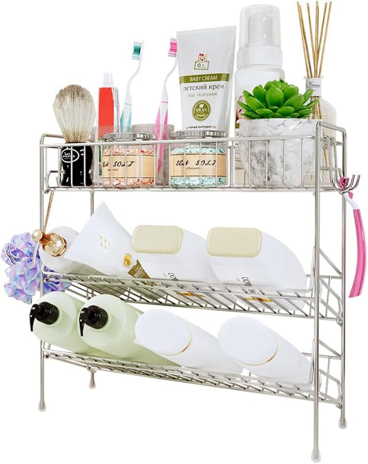 3-Tier Bathroom Counter Organizer, Shower storage, Corner shower shelf