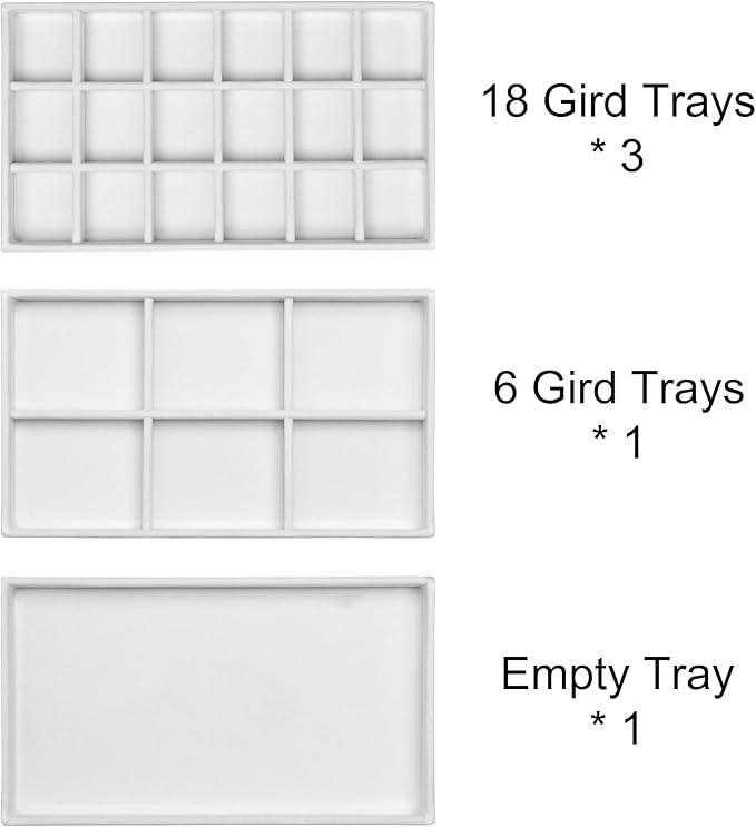 Frebeauty Acrylic Jewelry Organizer Earring Organizer Box with 5 Drawers Earring Holder Organizer with Velvet Trays Clear Jewelry Box for Women Earring Display for Rings Studs(White)