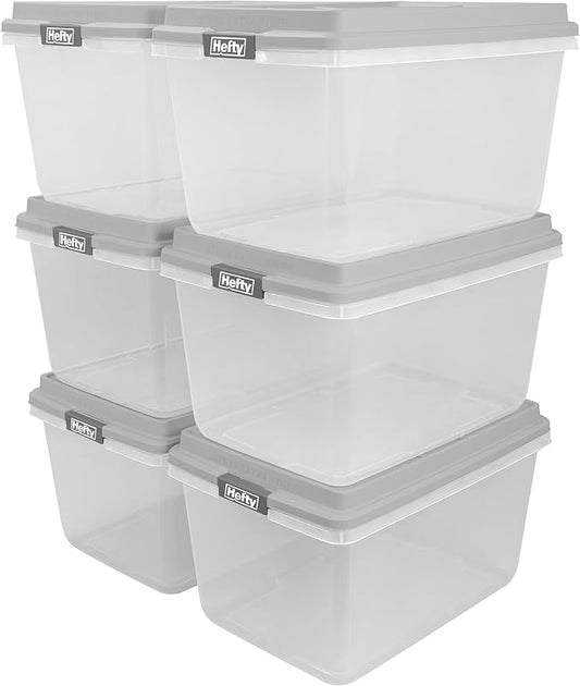 72 Qt Hi-Rise Storage Bin with Lid, Stackable Plastic Storage Container