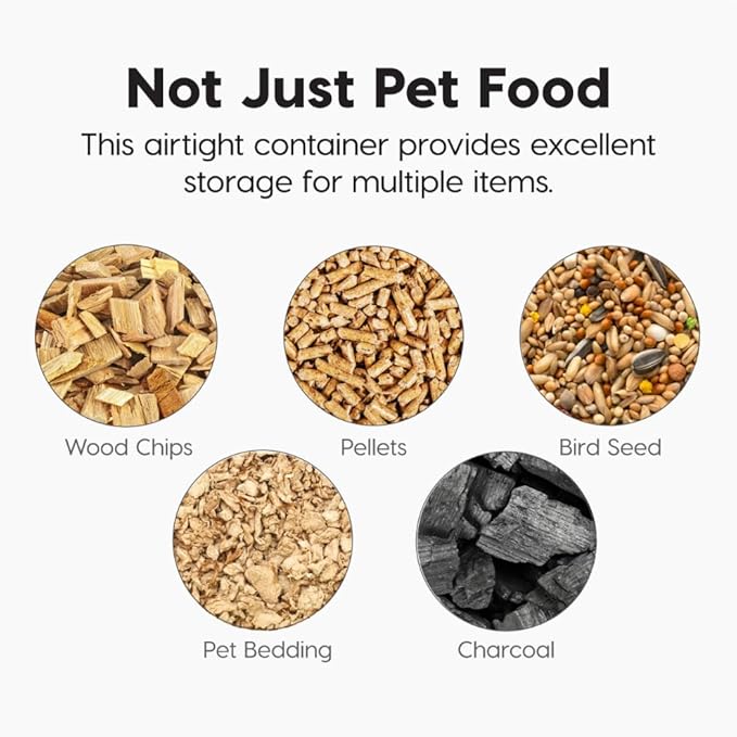 IRIS USA Airtight Dog Food Storage Container, WeatherPro, Up to 40 lbs, Removable Wheels, for Dog Cat Bird and Other Pet Food Storage Bin, Keep Fresh, Translucent Body, Made in USA, Almond/Pearl