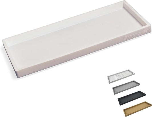Countertop and Vanity Tray, 11.7" Silicone Bathroom Tray Countertop, White