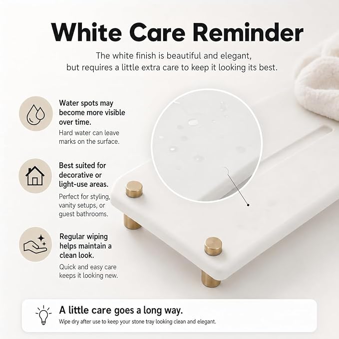 Water Absorbing Stone Sink Caddy Kitchen Sink Organizer Tray, White 10" x 4"